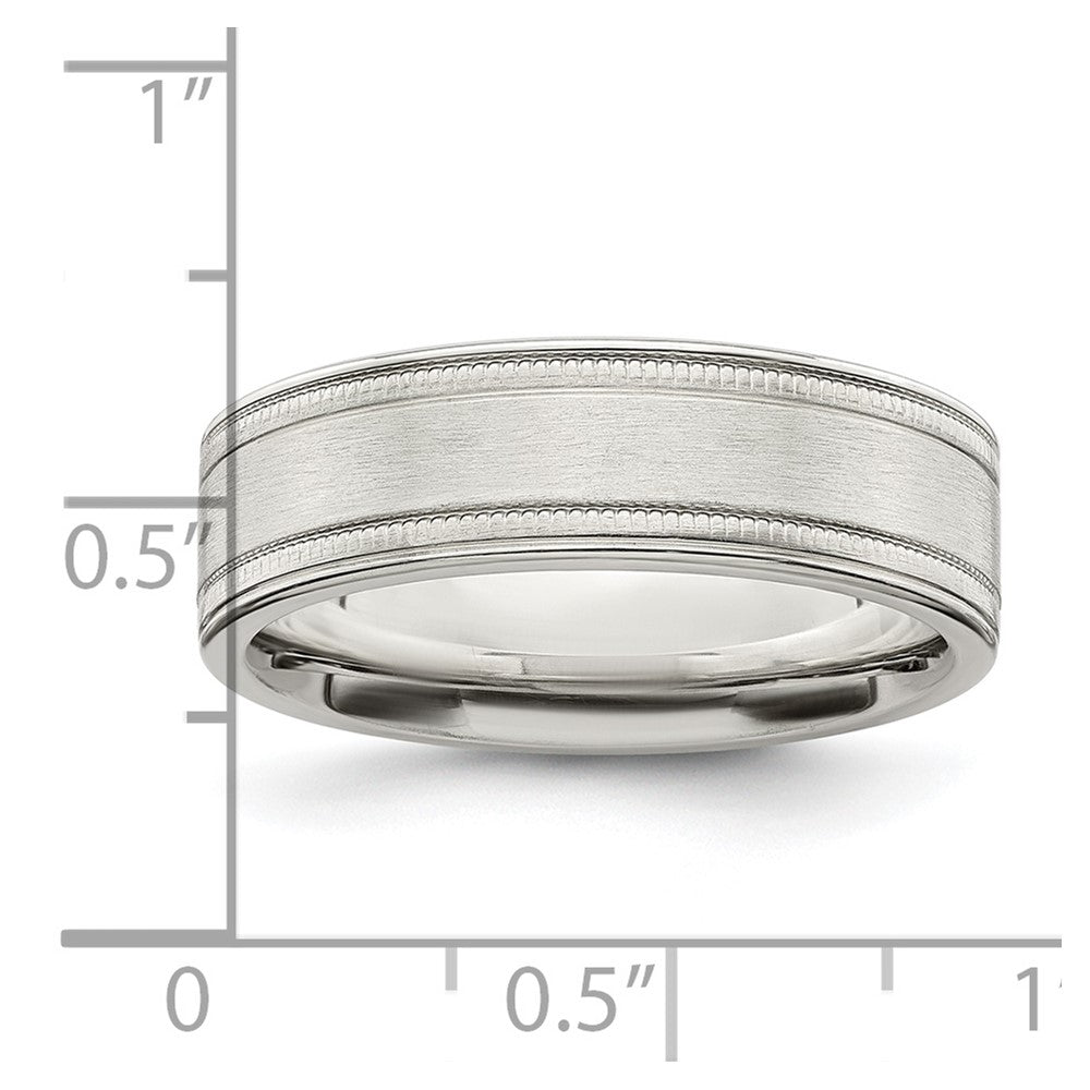 Sterling Silver 6mm Brushed Grooved Band