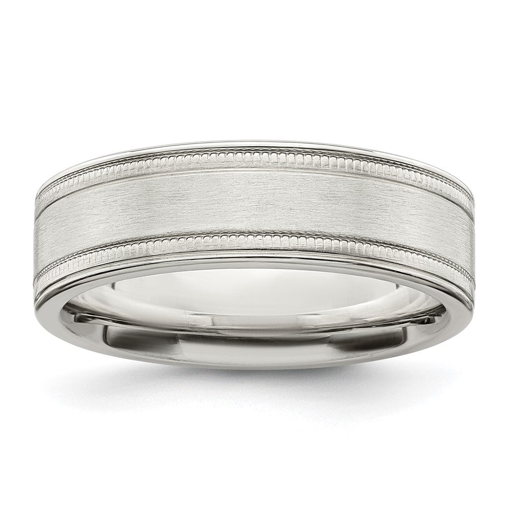 Sterling Silver 6mm Brushed Grooved Band