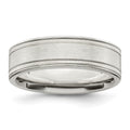 Sterling Silver 6mm Brushed Grooved Band