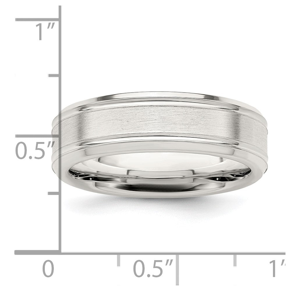 Sterling Silver 6mm Brushed Fancy Band