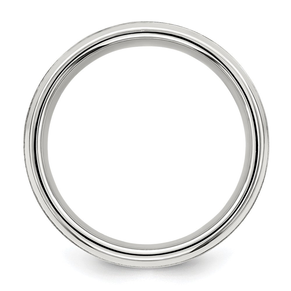 Sterling Silver Rhodium-plated 8mm Brushed Fancy Band