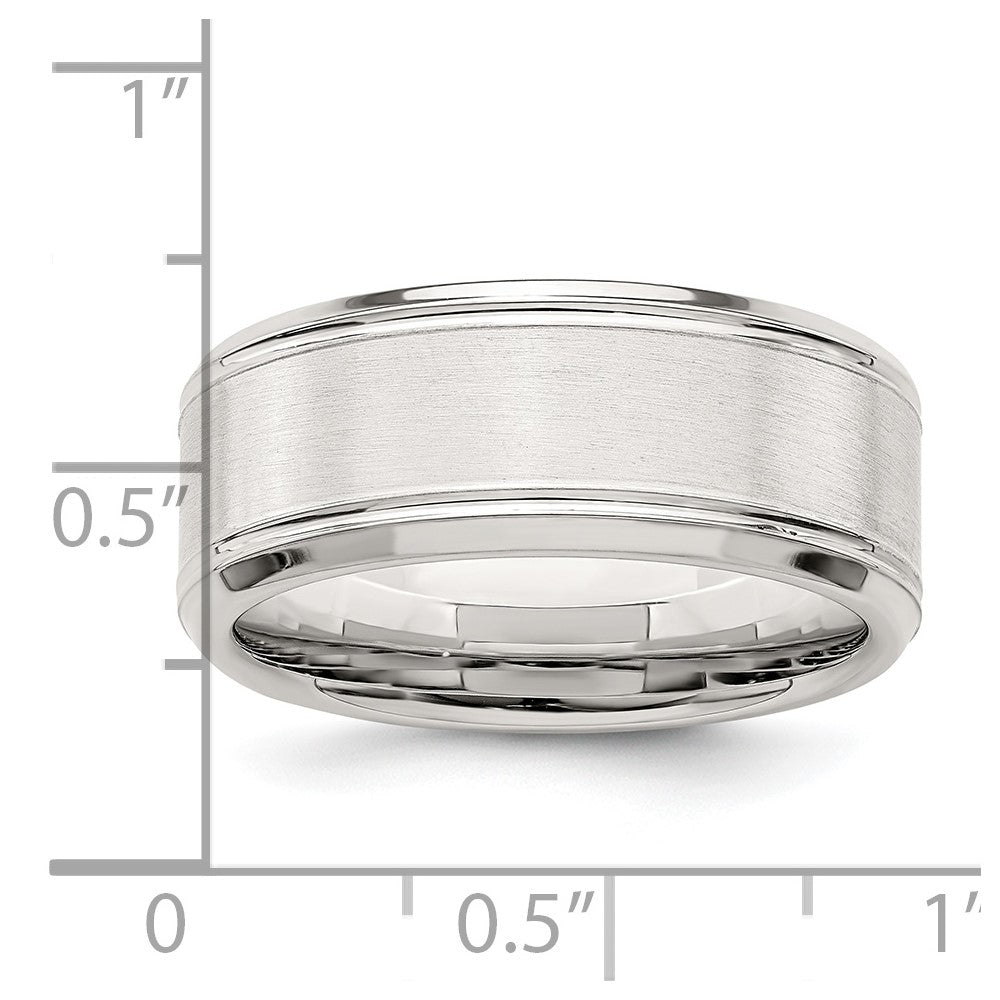 Sterling Silver 8mm Brushed Fancy Band