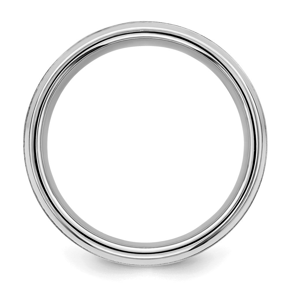 Sterling Silver Rhodium-plated 8mm Brushed Fancy Band
