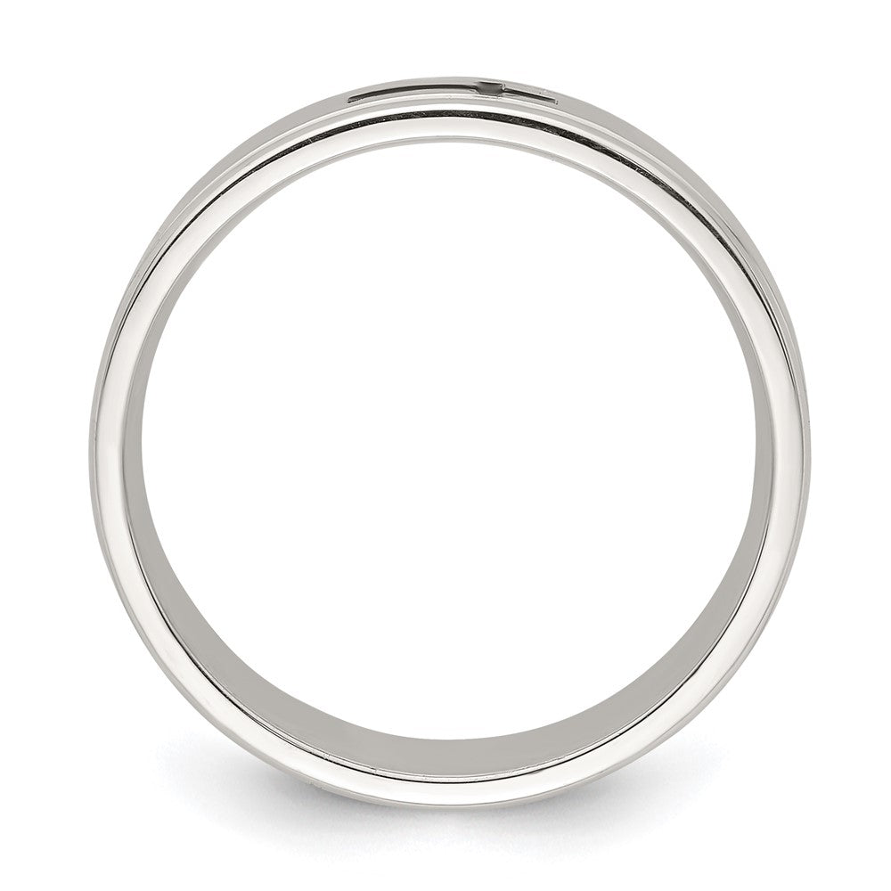 Sterling Silver 6mm Enamel Cross Fancy Band