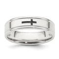 Sterling Silver 6mm Enamel Cross Fancy Band