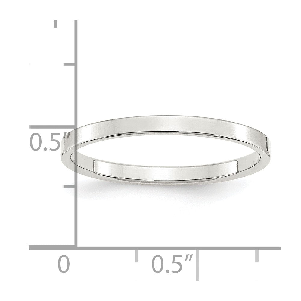 Sterling Silver Rhodium-plated 2mm Flat Band