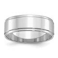 Sterling Silver Rhodium-plated 7mm Flat w/ Step Edge Band
