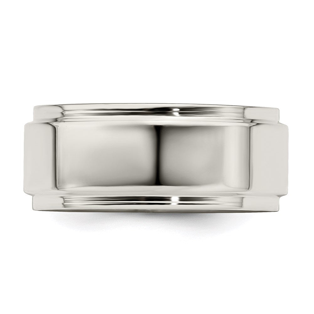 Sterling Silver 8mm Flat w/ Step Edge Band