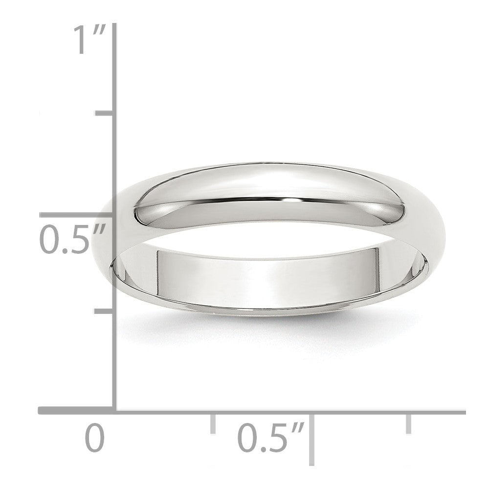 Sterling Silver Rhodium-plated 4mm Half-Round Band