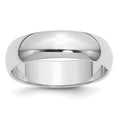Sterling Silver Rhodium-plated 6mm Half-Round Band