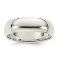 Sterling Silver 7mm Half-Round Band