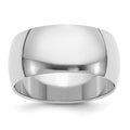 Sterling Silver Rhodium-plated 10mm Half-Round Band