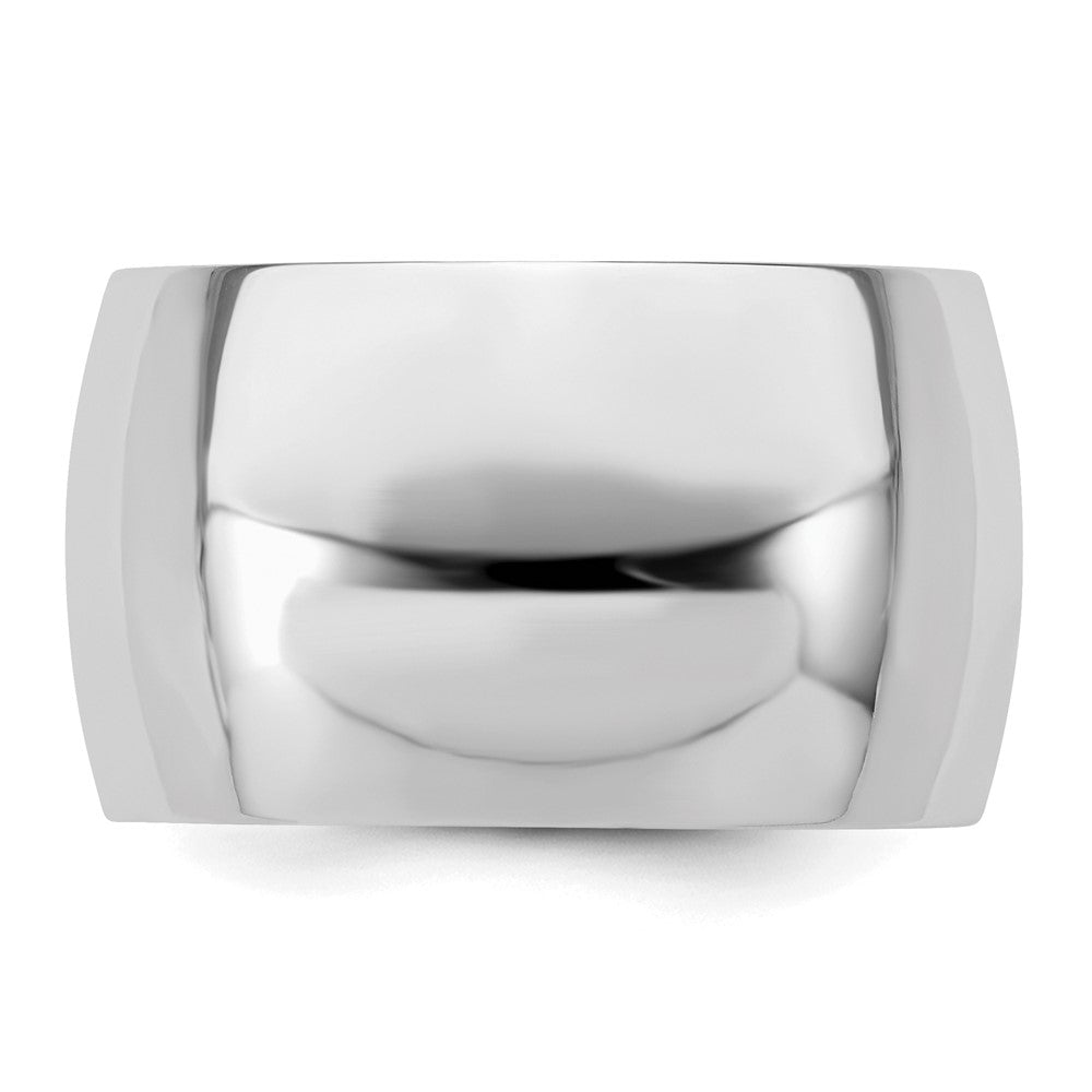 Sterling Silver Rhodium-plated 12mm Half-Round Band