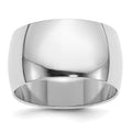 Sterling Silver Rhodium-plated 12mm Half-Round Band