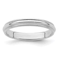 Sterling Silver 3mm Half Round Milgrain Band