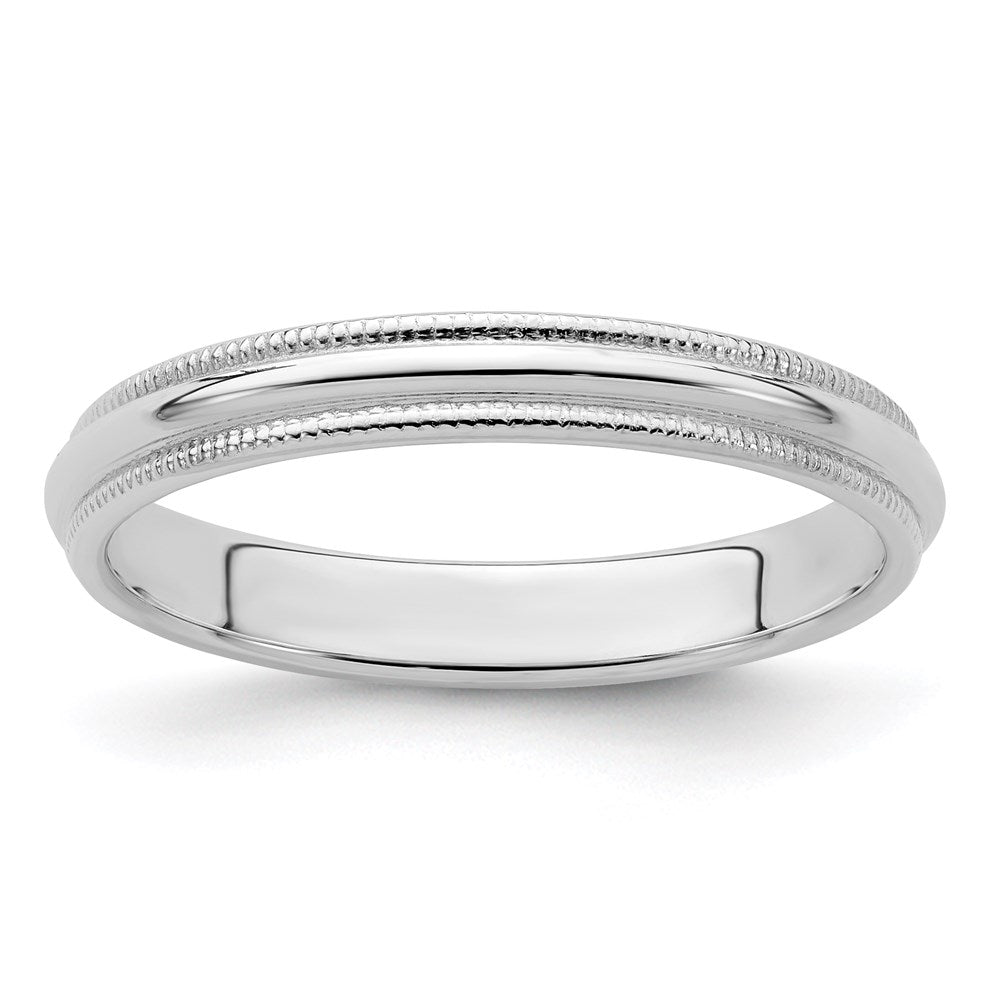 Sterling Silver 3mm Half Round Milgrain Band