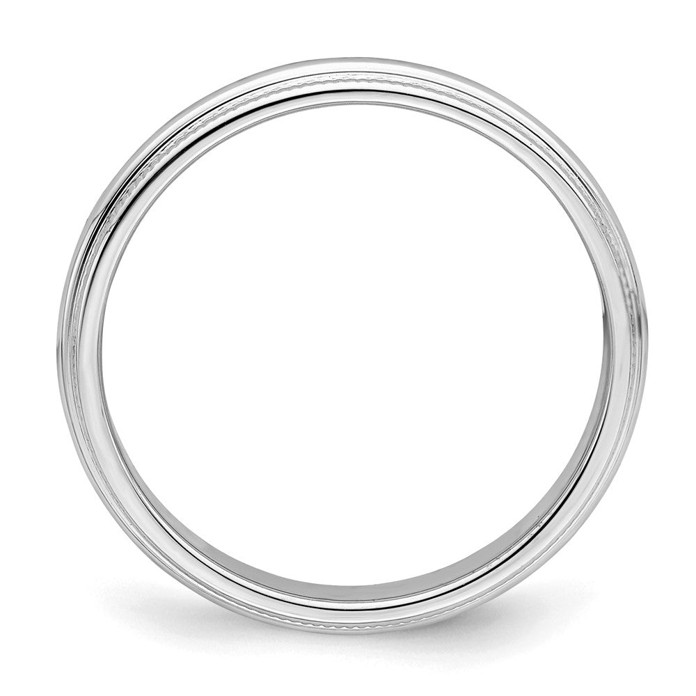 Sterling Silver Rhodium-plated 3mm Half Round Milgrain Band