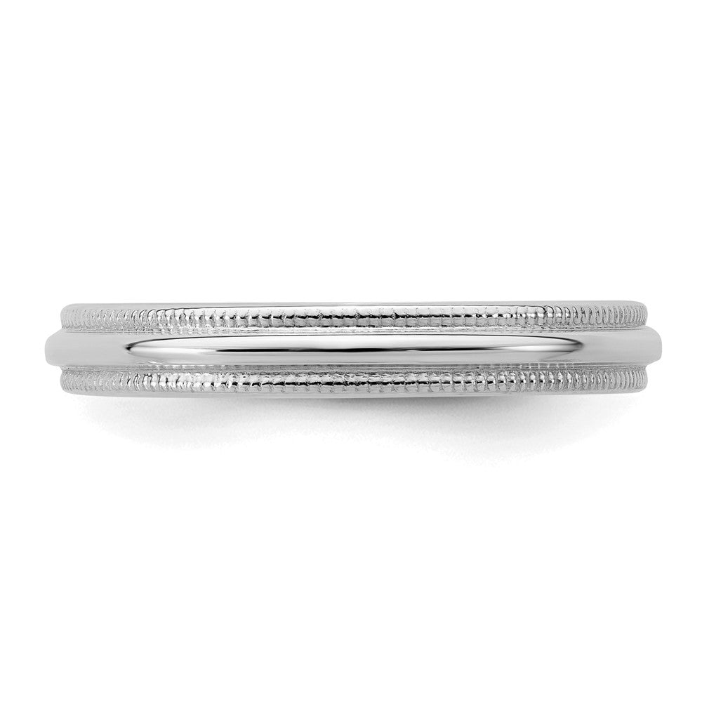 Sterling Silver Rhodium-plated 3mm Half Round Milgrain Band
