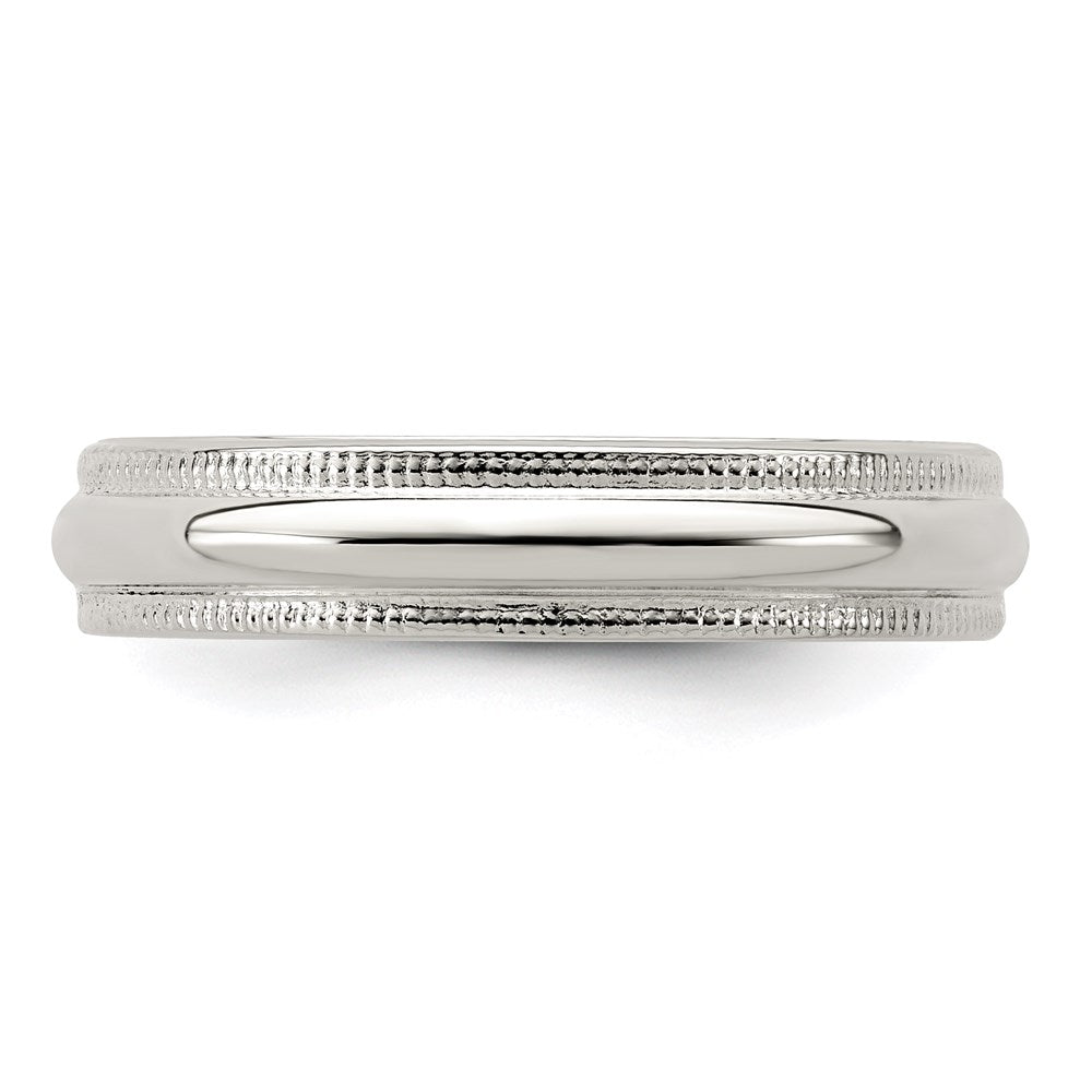 Sterling Silver 4mm Half Round Milgrain Band