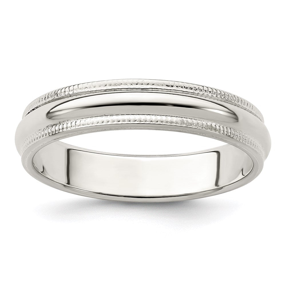 Sterling Silver 4mm Half Round Milgrain Band