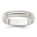 Sterling Silver 4mm Half Round Milgrain Band