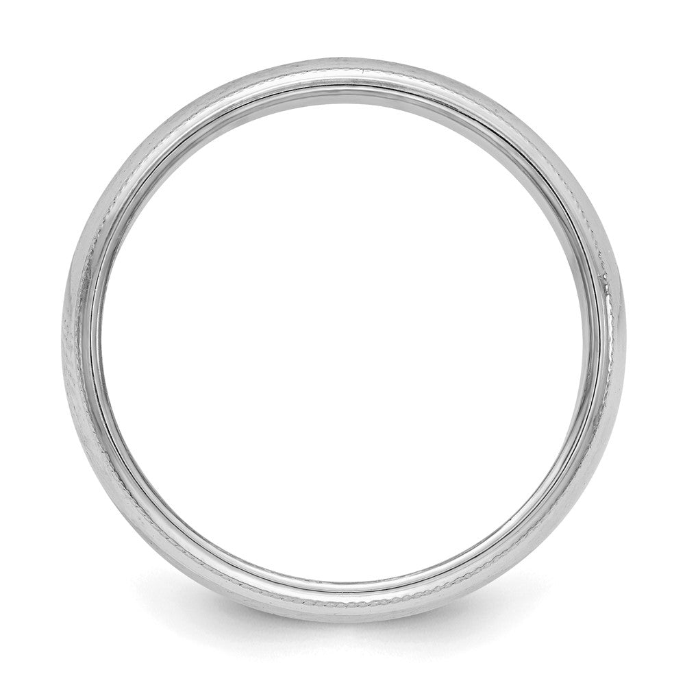 Sterling Silver Rhodium-plated 5mm Half Round Milgrain Band