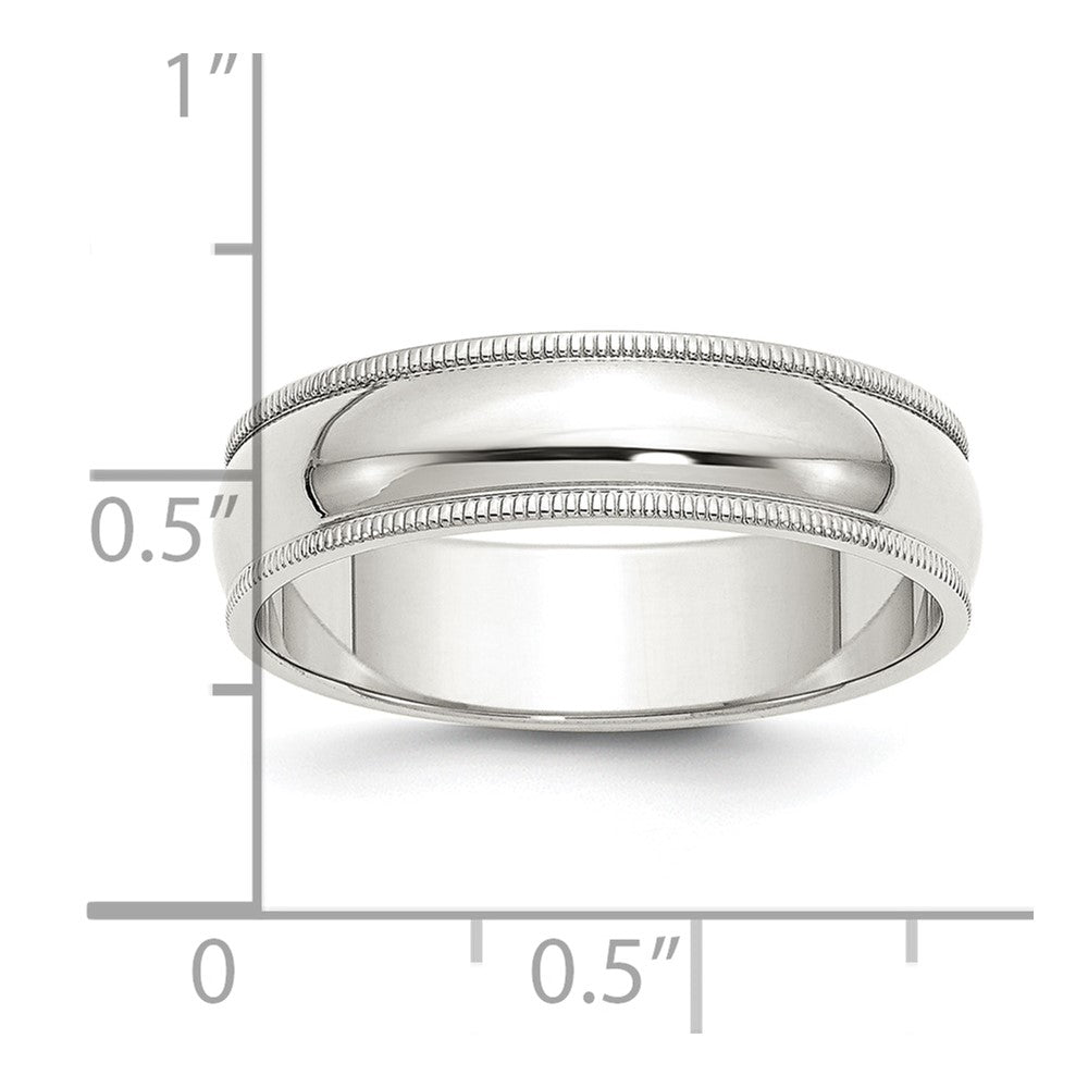 Sterling Silver 6mm Half Round Milgrain Band