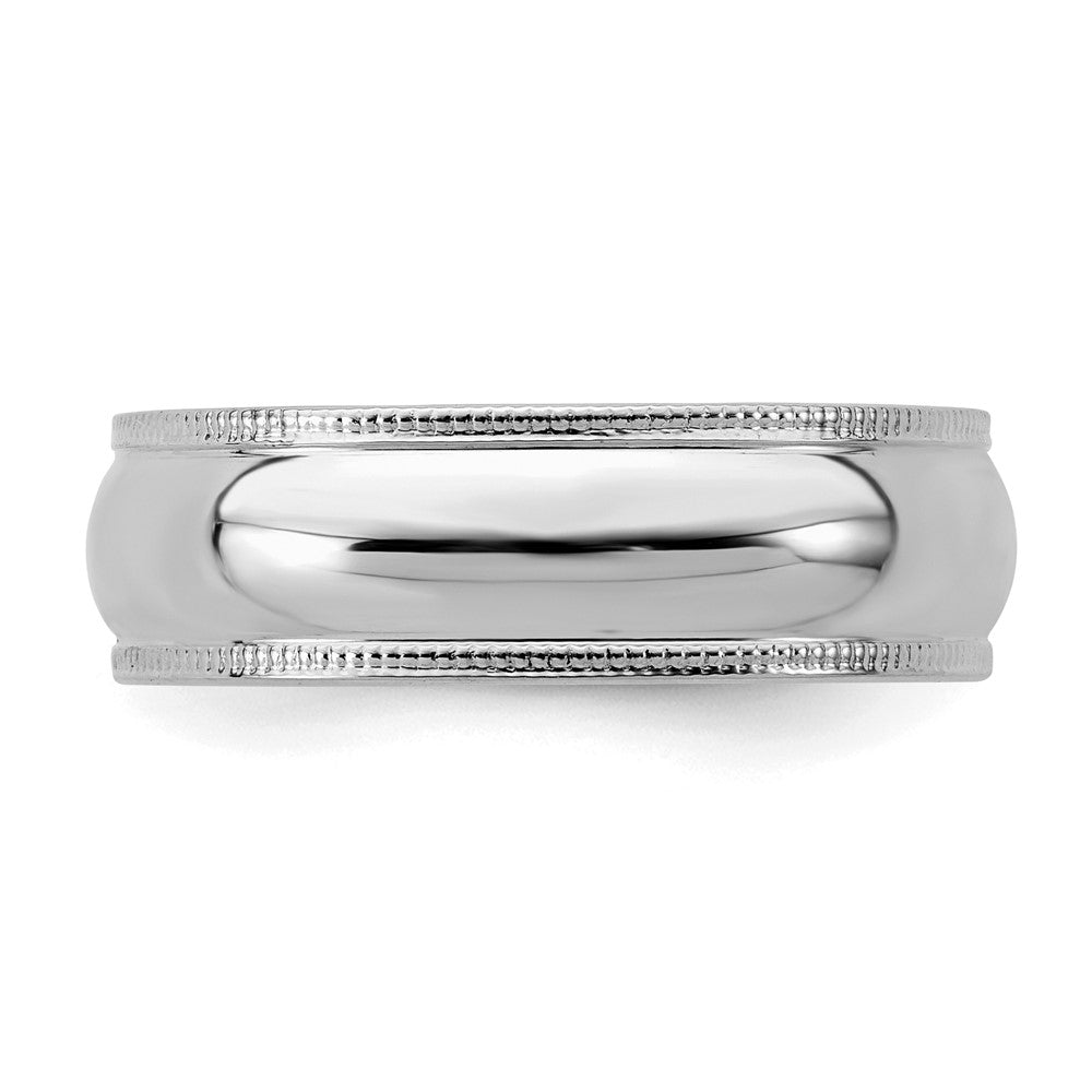 Sterling Silver Rhodium-plated 6mm Half Round Milgrain Band