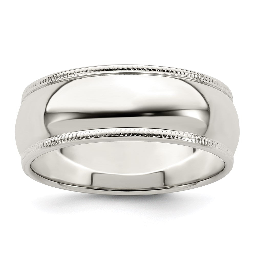 Sterling Silver 7mm Half Round Milgrain Band