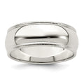 Sterling Silver 7mm Half Round Milgrain Band