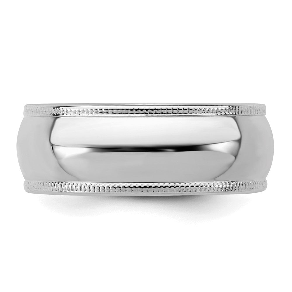 Sterling Silver Rhodium-plated 7mm Half Round Milgrain Band