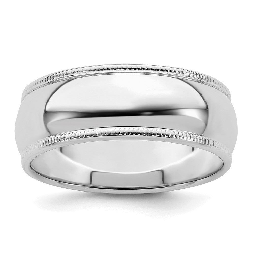Sterling Silver Rhodium-plated 7mm Half Round Milgrain Band