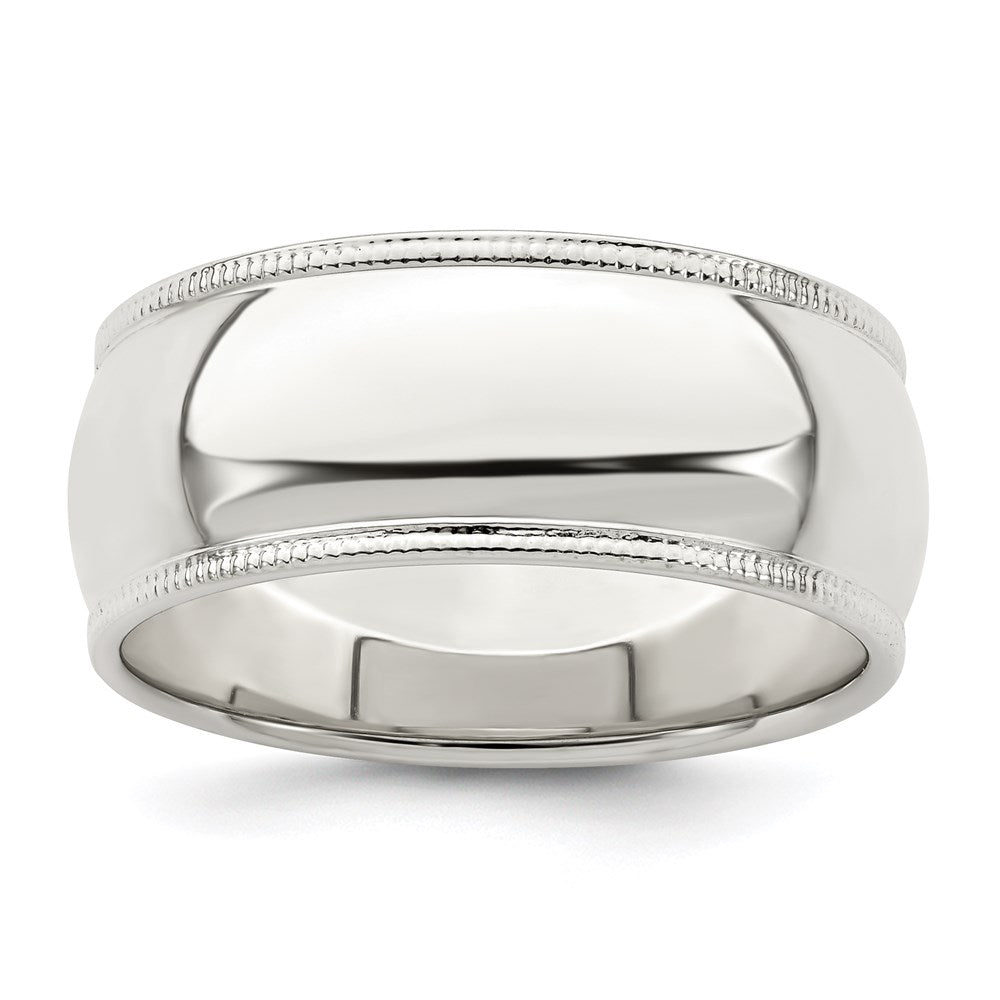 Sterling Silver 8mm Half Round Milgrain Band