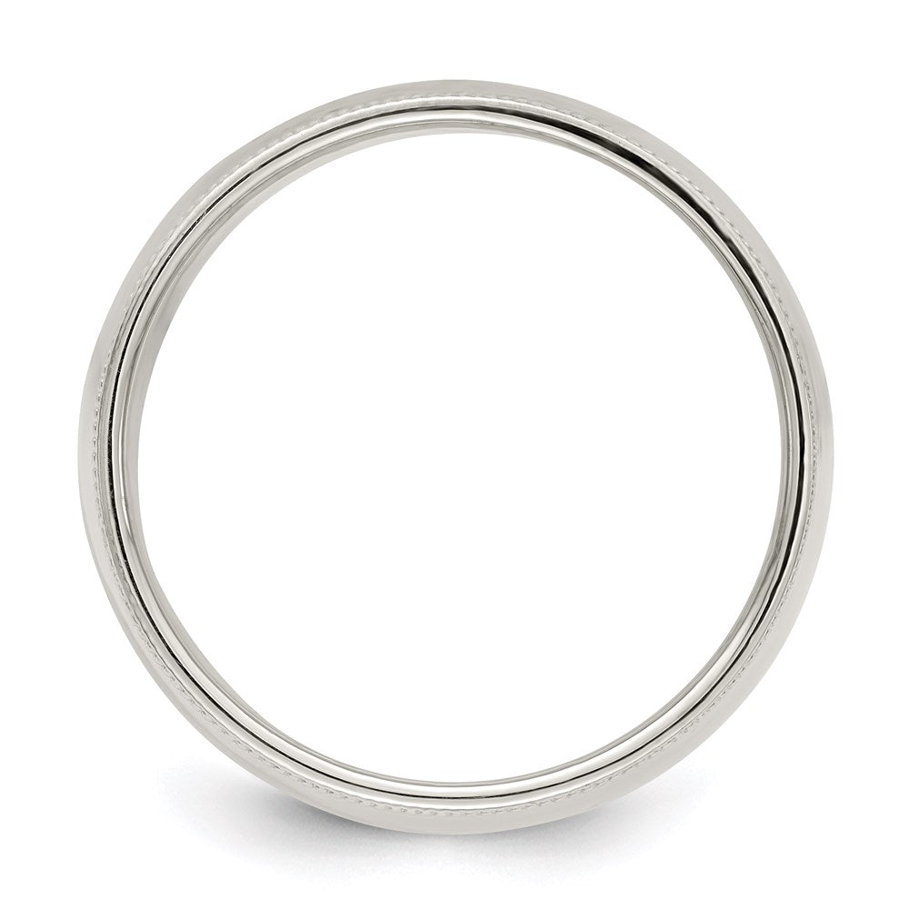 Sterling Silver 9mm Half Round Milgrain Band