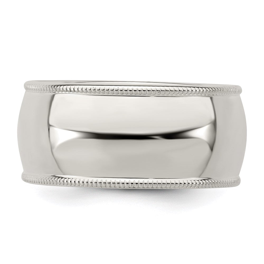 Sterling Silver 9mm Half Round Milgrain Band