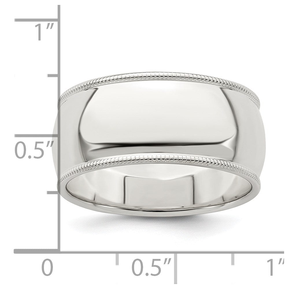 Sterling Silver 9mm Half Round Milgrain Band