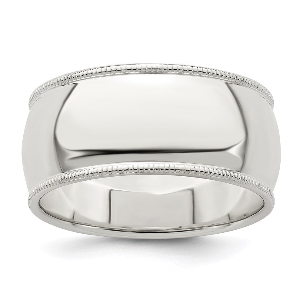 Sterling Silver 9mm Half Round Milgrain Band