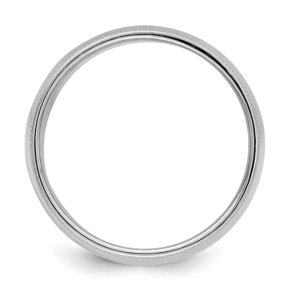 Sterling Silver Rhodium-plated 9mm Half Round Milgrain Band