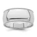 Sterling Silver Rhodium-plated 9mm Half Round Milgrain Band