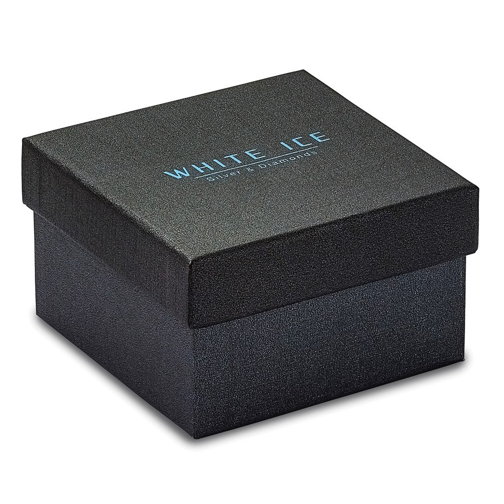 Sterling Silver RH Plated White Ice .02ct. Diamond Teardrop Earrings