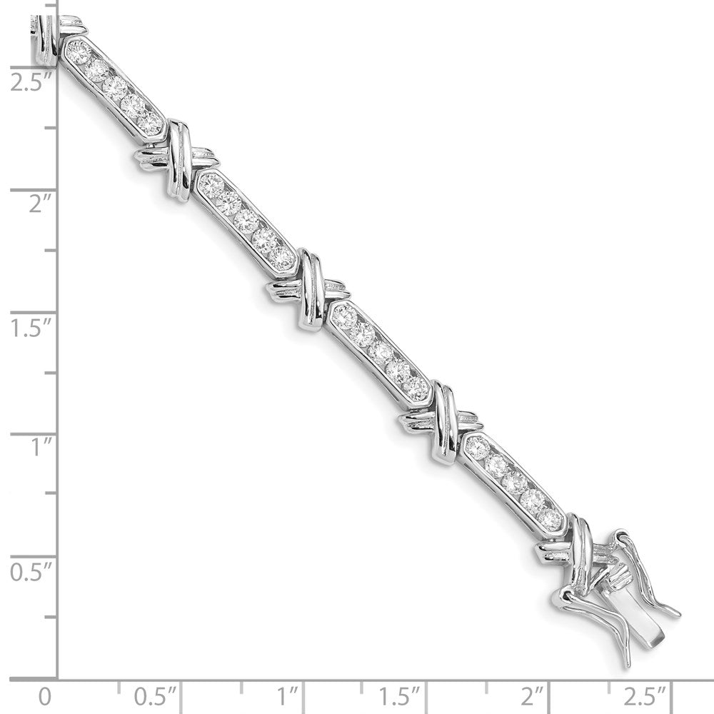 Sterling Silver Rhodium-plated CZ -X- Bracelet