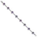Sterling Silver Rhodium-plated Amethyst and Clear CZ Heart Bracelet
