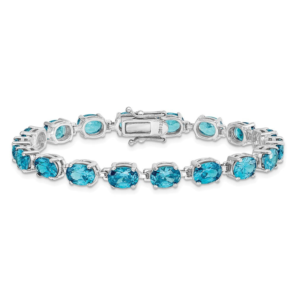 Sterling Silver Rhodium-plated Blue Topaz 6.5in Bracelet