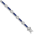 Sterling Silver Rhodium-plated Blue Glass and CZ 7.5 inch Bracelet