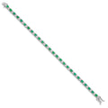 Sterling Silver Rhodium-plated Emerald & White Topaz Tennis Bracelet
