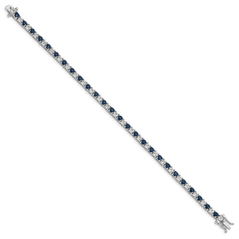 Sterling Silver Rhodium-plated Sapphire & White Topaz Tennis Bracelet