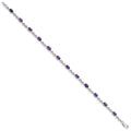 Sterling Silver Rhodium-plated Amethyst Bracelet