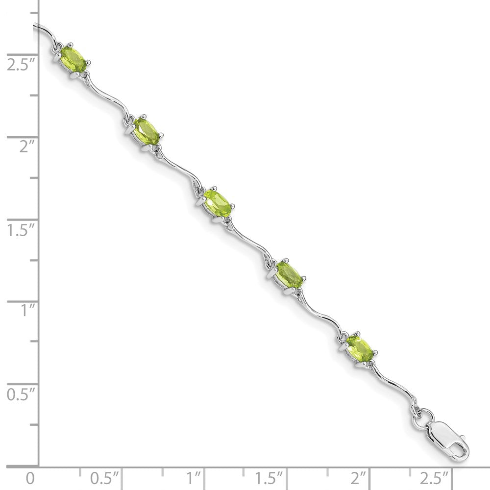 Sterling Silver Rhodium-plated Peridot Bracelet