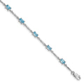 Sterling Silver Rhodium-plated Blue Topaz Bracelet