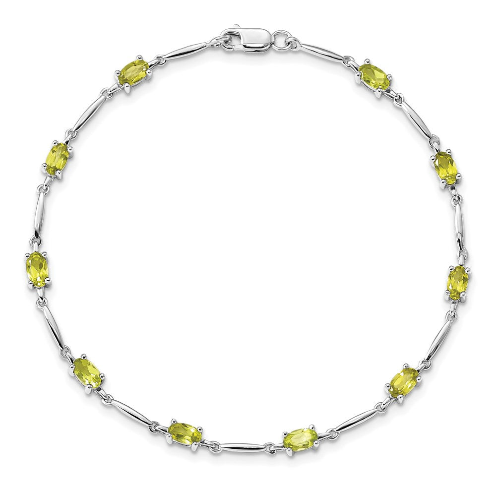 Sterling Silver Rhodium-plated Peridot Bracelet